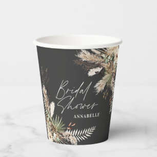 Gobelets En Papier Pampas douche nuptiale eucalyptus moderne noir