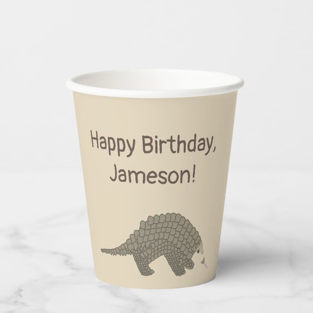 Gobelets En Papier Pangolins fête d'anniversaire (Recto)