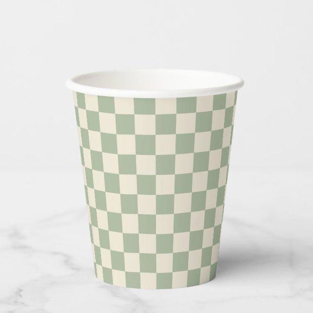 Gobelets En Papier Panneau de contrôle blanc vert et blanc désactivé (Recto)