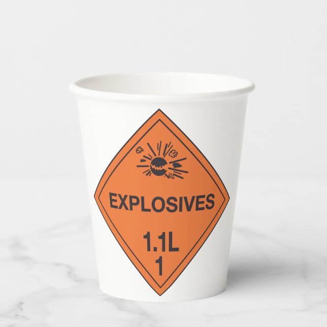Gobelets En Papier Panneau de danger d'explosifs de classe 1.1L (Recto)