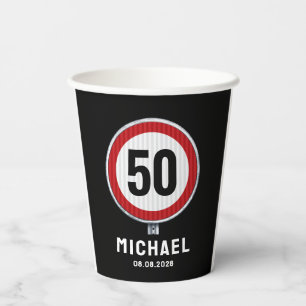 Gobelets En Papier Panneau de limitation de vitesse pour 50e annivers