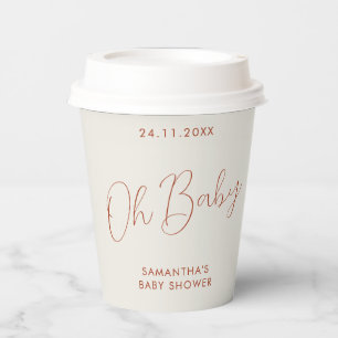 Gobelets En Papier Panneau minimaliste ivoire Oh Baby Shower