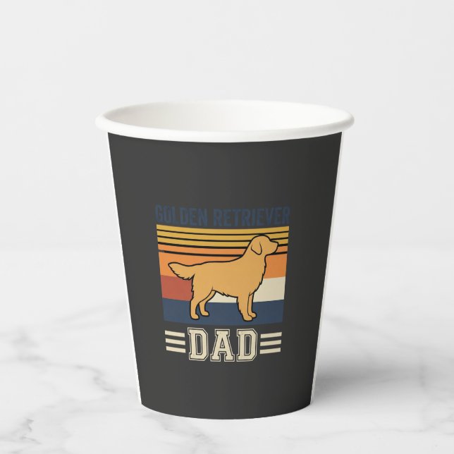 Gobelets En Papier Papa Retriever doré Chien Rétro (Recto)