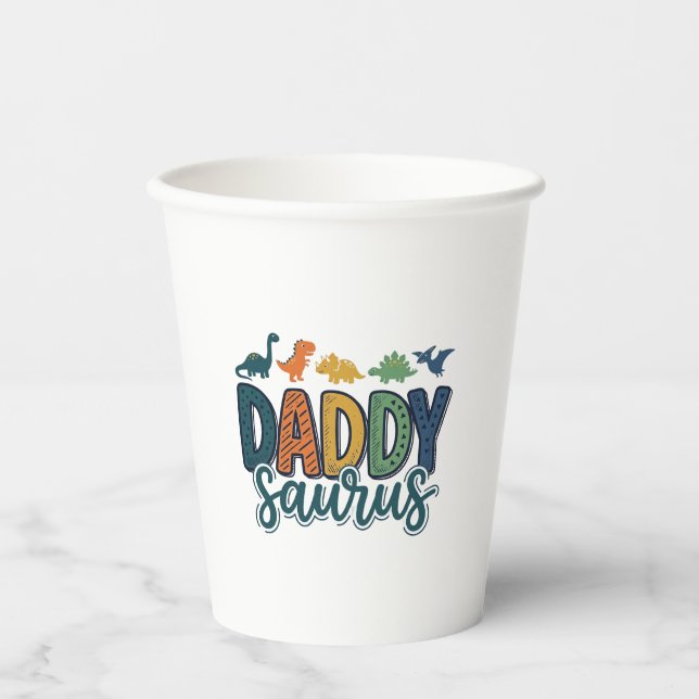 Gobelets En Papier Papa Saurus Mignon Papa Dinosaure Conception Vecto (Recto)