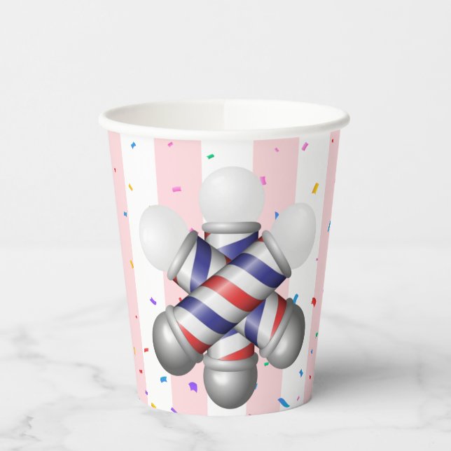 Gobelets En Papier Paper Cup Pink & White Stripe Barber Pole (Gauche)