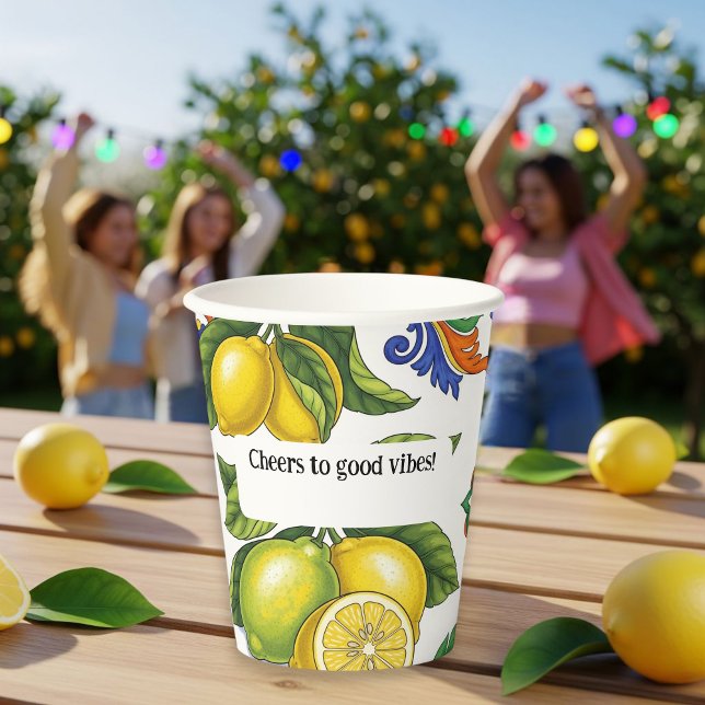 Gobelets En Papier Paper Cups Set with Lemon Print – Mediterranean  (Créateur téléchargé)