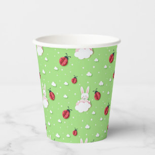 Gobelets En Papier Papier coupé Motif Bunny et Ladybugs de Pâques