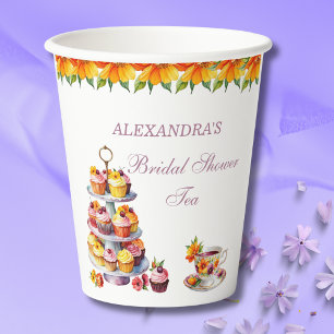 Gobelets En Papier Papier de Fête des mariées Lilac Floral Rose