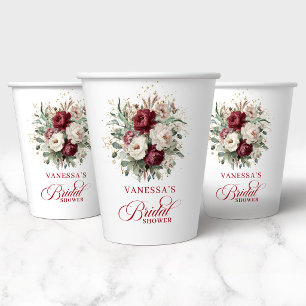 Gobelets En Papier Papier floral doré moderne de Bourgogne pour douch
