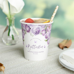 Gobelets En Papier Papier moderne papillons violets Fête de mariage