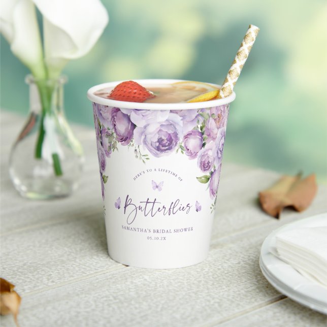 Gobelets En Papier Papier moderne papillons violets Fête de mariage (Insitu)
