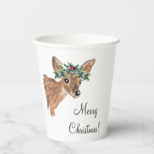 Gobelets En Papier Papier personnalisé Fawn Deer Noël