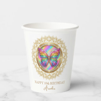 Gobelets En Papier Papillon Pailleté Arc-en-Ciel Personnalisé pour Fê