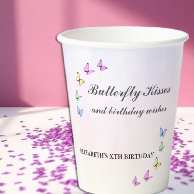Gobelets En Papier Papillons colorés Anniversaire (Créateur téléchargé)