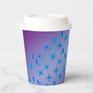 Gobelets En Papier Papillons Enchantés Violet
