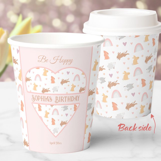 Gobelets En Papier Pâques Printemps Anniversaire Bunny Motif Personna (Easter Spring Birthday Bunny Pattern Personalized Paper Cups)