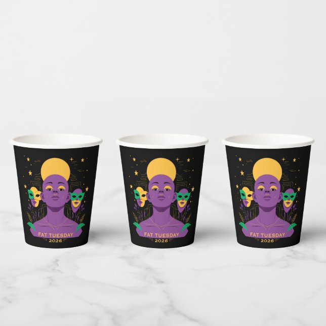 Gobelets En Papier Parfait pour Mardi Gras 2026 (Multi)