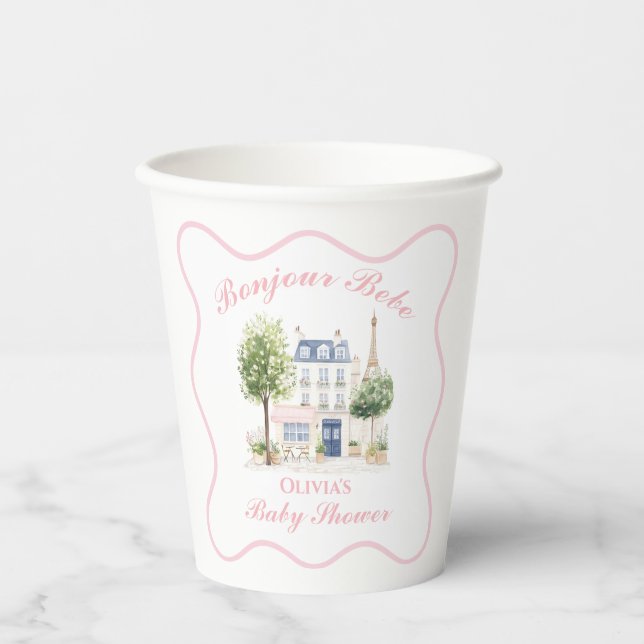 Gobelets En Papier Paris Baby shower Café Parisien Tea Party (Recto)