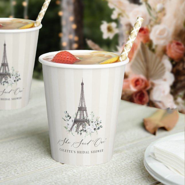 Gobelets En Papier Paris Bloom | Tour Eiffel Florale Enterrement de V (Créateur téléchargé)