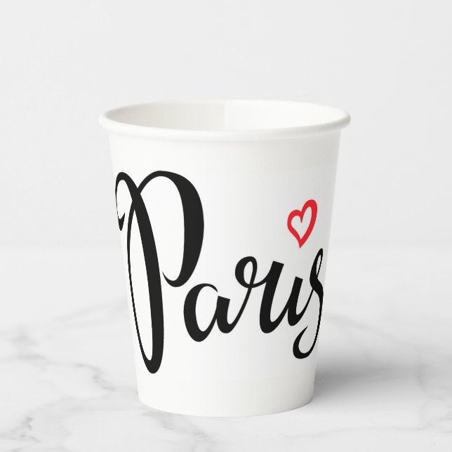 Gobelets En Papier Paris Brush Letters with Heart (Gauche)