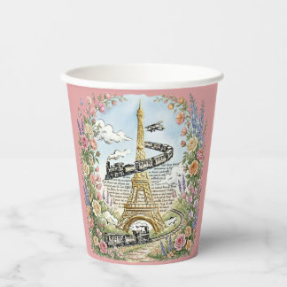 Gobelets En Papier Paris, Tour Eiffel, Art Français Romantique