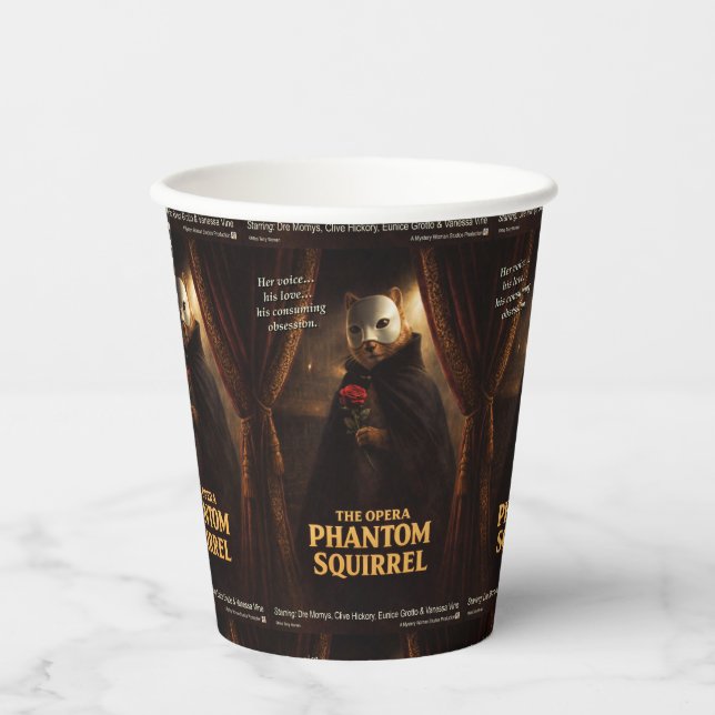 Gobelets En Papier Parodie de l'Opéra Fantôme Écureuil (Recto)