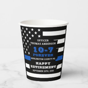 Gobelets En Papier Parti de retraite de la police personnalisent minc