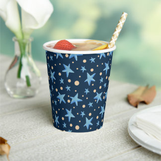 Gobelets En Papier Parti Motif Star Blue de la marine moderne