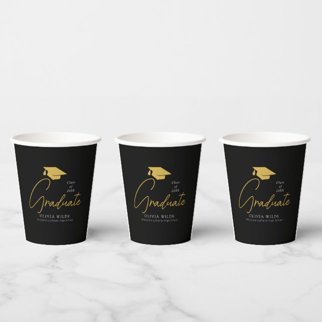 Gobelets En Papier Parti personnalisé prêt 8oz noir Grad (Multi)