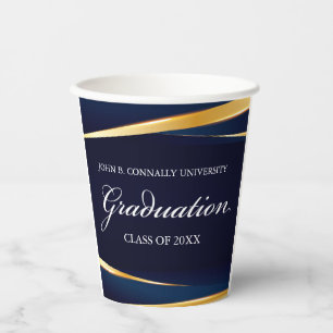 Gobelets En Papier Partie de graduation officielle de la Marine Blue
