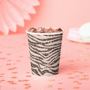 Gobelets En Papier Parties scintillant d'impression Brown Zebra de la