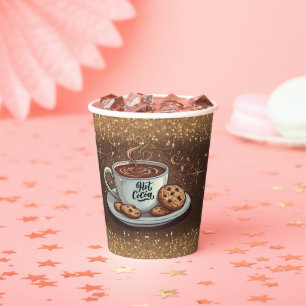 Gobelets En Papier Parties scintillant d'or Baby shower d'hiver Choco