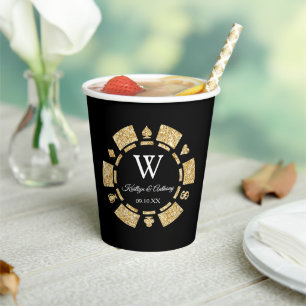 Gobelets En Papier Parties scintillant d'or Monogram Poker Chip Casin