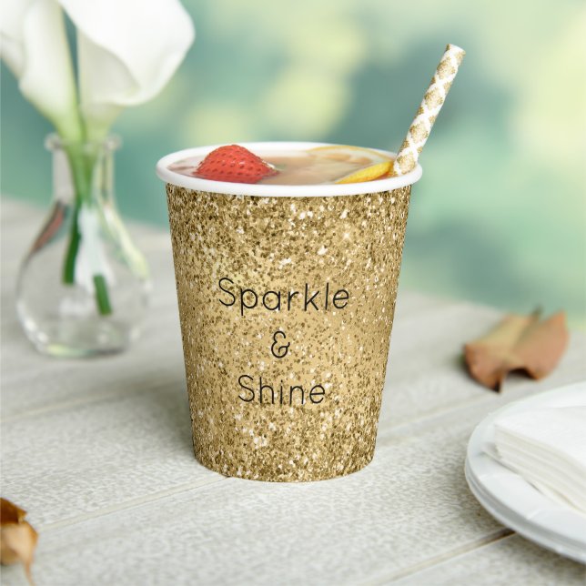 Gobelets En Papier Parties scintillant Glitzy Gold Glam (Insitu)
