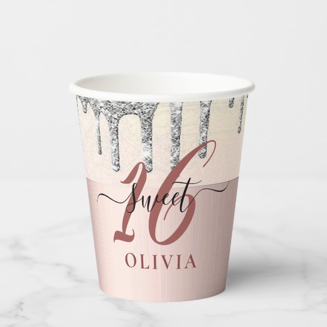 Gobelets En Papier Parties scintillant mousseuses doux 16 Seize Coupe (Recto)