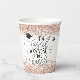 Gobelets En Papier Parties scintillant rose Tassel vaut la peine d'ê