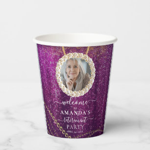 Gobelets En Papier Parties scintillant violet Gold personnalisé Photo