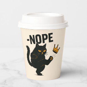 Gobelets En Papier Pas De Rois En Amérique Chat Noir Drôle Kicking Cr
