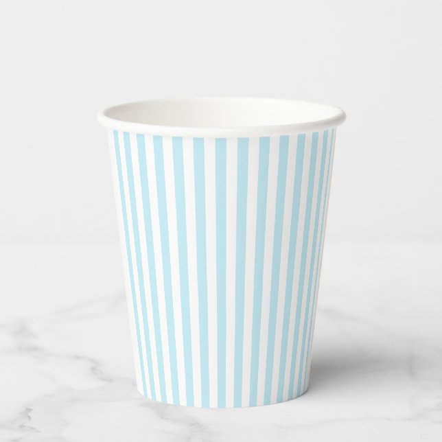 Gobelets En Papier Pastel Blue and White Striped Paper Cups (Verso)