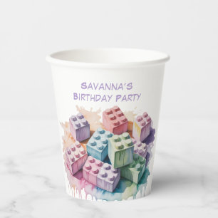 Gobelets En Papier Pastel Building Block Splash Girl Birthday Party