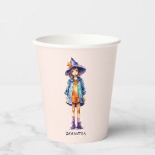 Gobelets En Papier Pastel Cute Witch Girl Halloween esthétique
