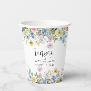 Gobelets En Papier Pastel Floral Baby in Bloom Aquarelle