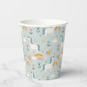 Gobelets En Papier Pastel mignon Rainbow Unicorn Motif