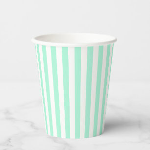 Gobelets En Papier Pastel Mint Green Stripes Été Gratté