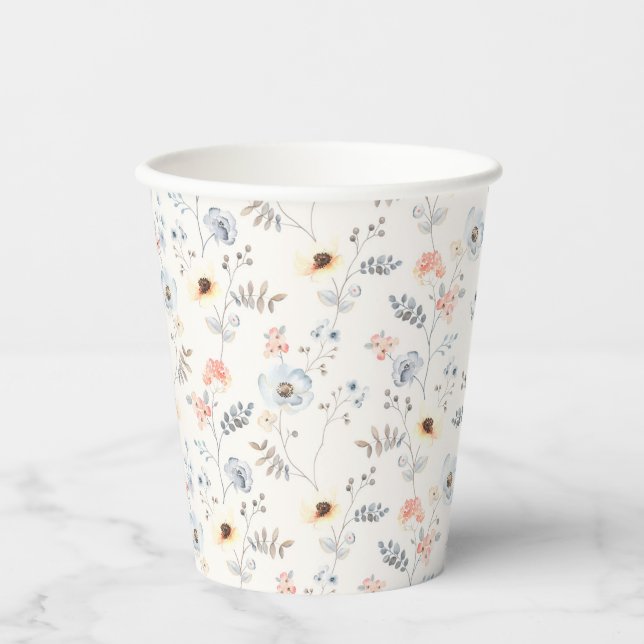 Gobelets En Papier Pastel Poppy Floral Garden Motif (Recto)