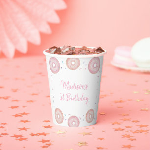 Gobelets En Papier Pastel Rose Donut Sweet Un Anniversaire