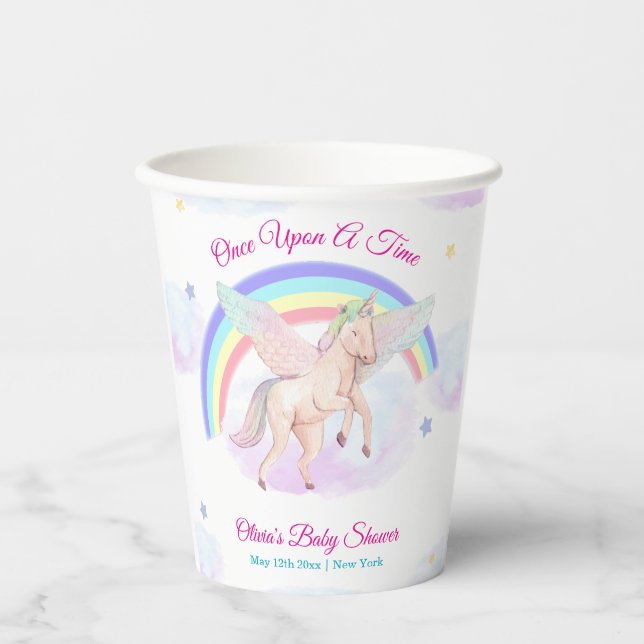 Gobelets En Papier Pastel Unicorn Star Rainbow Fairytale Baby Shower  (Recto)