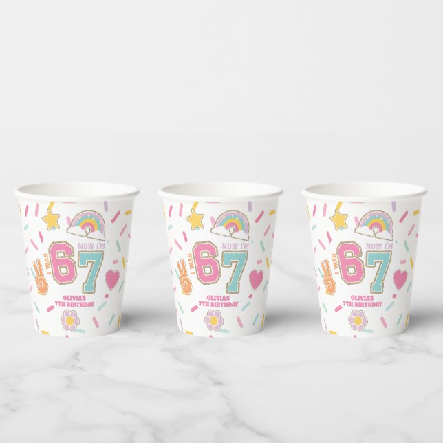 Gobelets En Papier Patch Preppy j'avais SIX ans maintenant j'ai SEPT  (Multi)