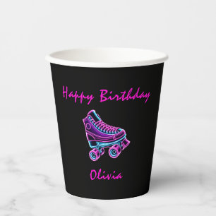 Gobelets En Papier Patinage à rouleaux Filles Neon Fête de lueur Anni