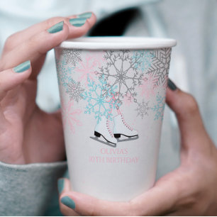 Gobelets En Papier Patinage sur glace Anniversaire Flammes de neige r